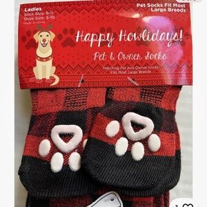 NWT Pet and Owner Socks Large Breed Dog Women’s Sock Size 9-11 Buffalo Check